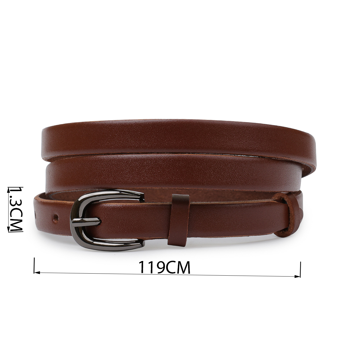 Гладкий шкіряний жіночий ремінь Vintage Коричневий