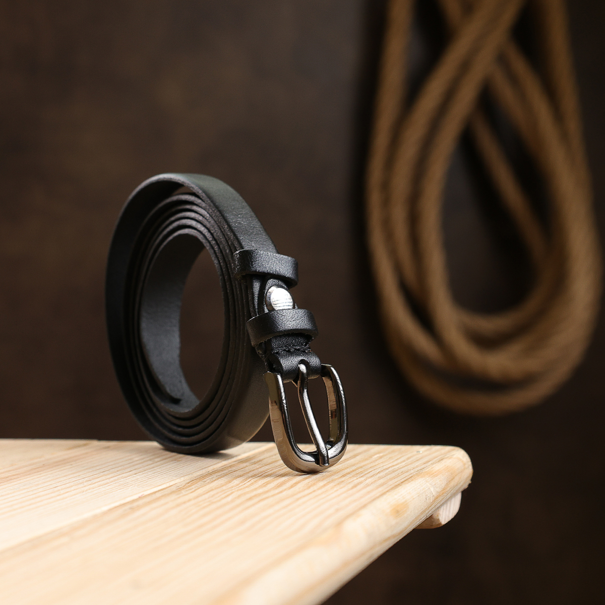 Универсальный кожаный женский ремень Vintage Черный