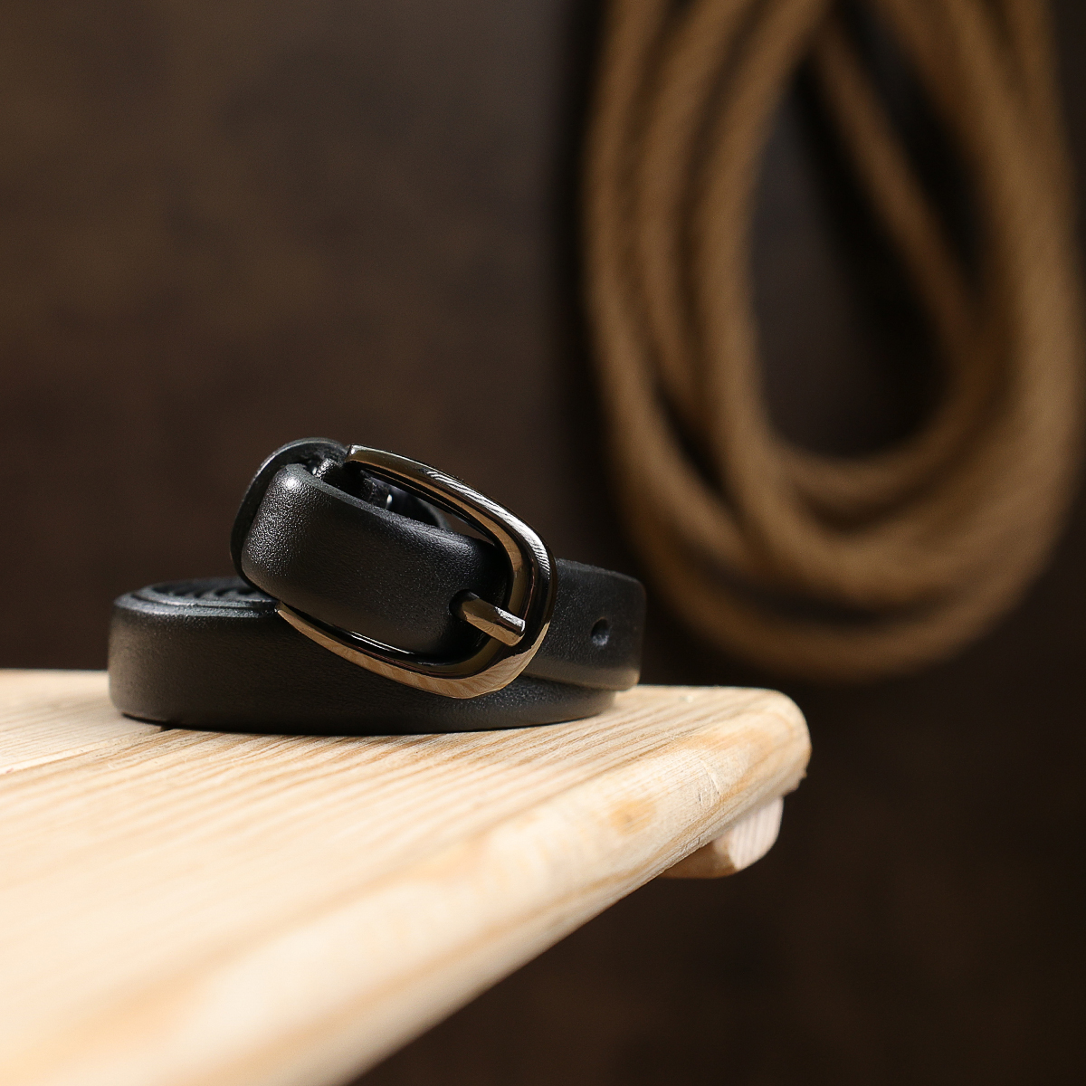 Универсальный кожаный женский ремень Vintage Черный