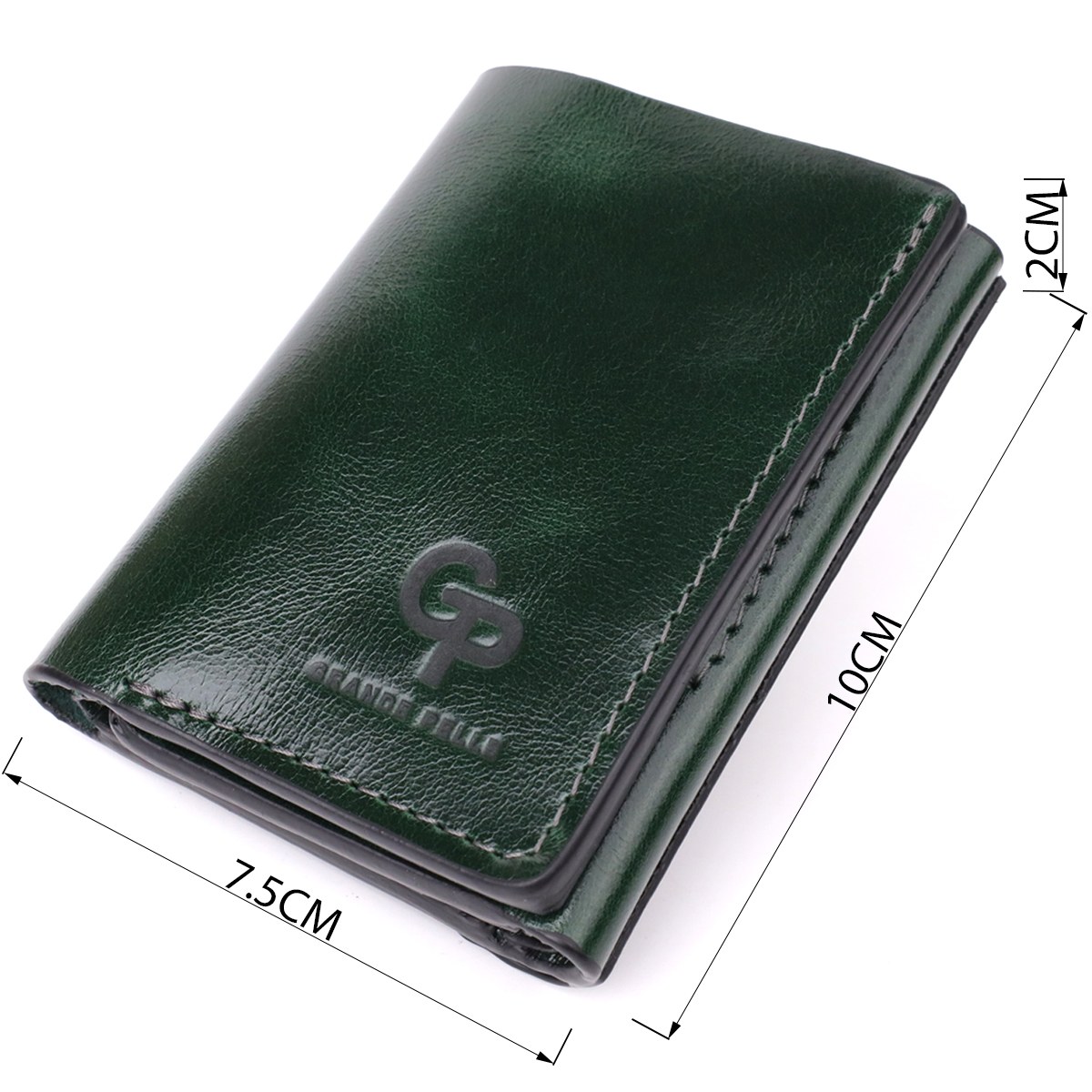 Відмінний гаманець у три складання з натуральної гладкої шкіри GRANDE PELLE Зелений