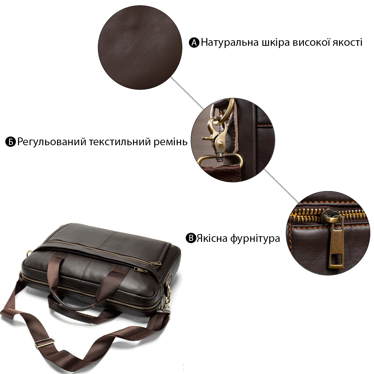 Сумка чоловіча під ноутбук Vintage Коричнева