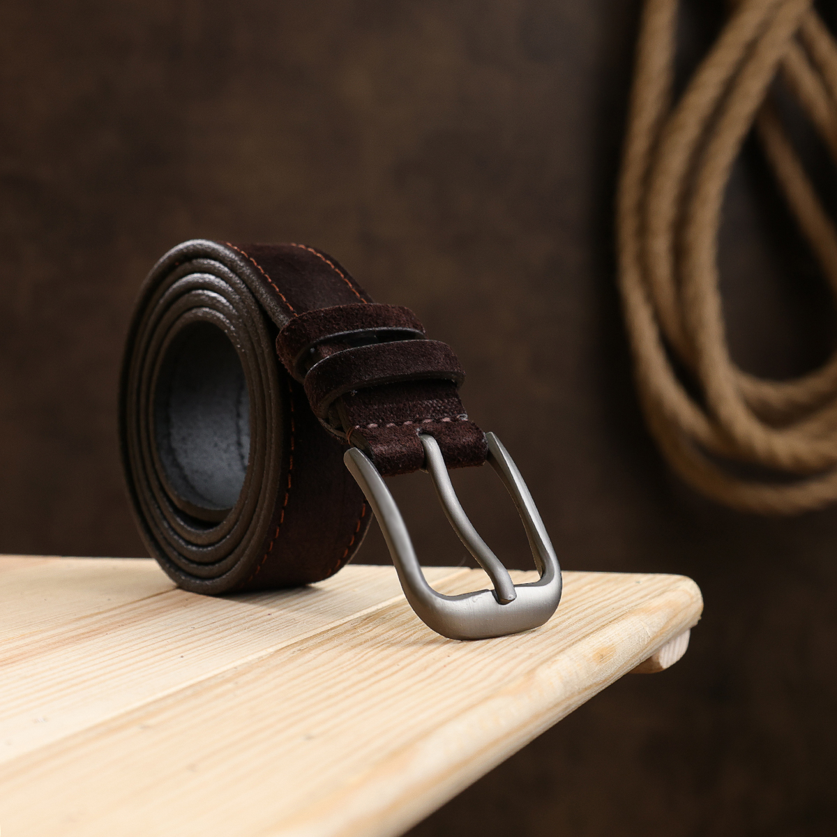 Замшевий ремінь для жінок Vintage Темно-коричневий