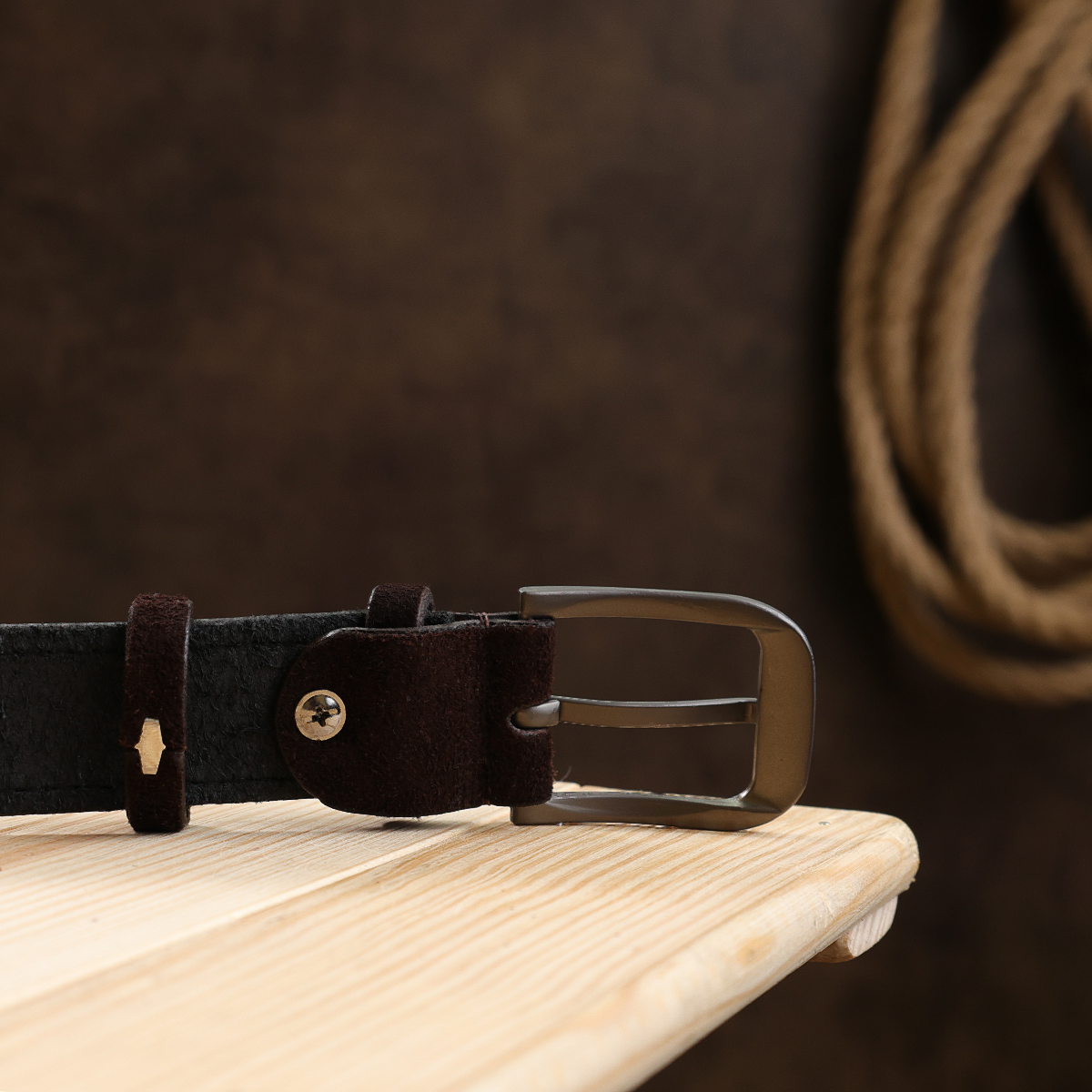 Замшевий ремінь для жінок Vintage Темно-коричневий