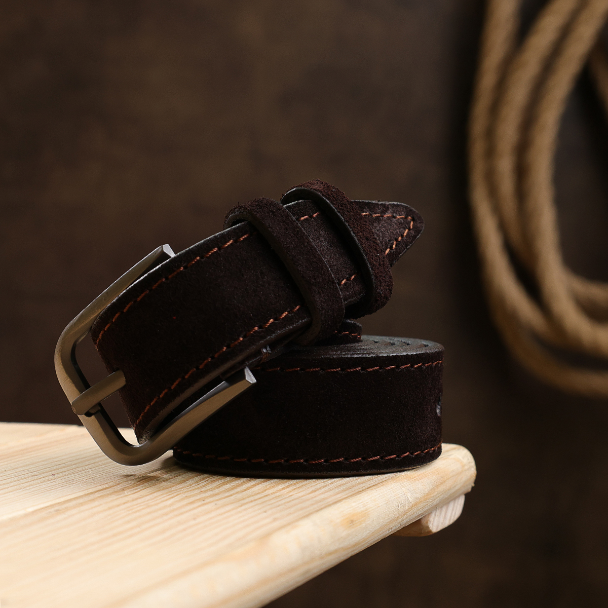 Замшевий ремінь для жінок Vintage Темно-коричневий