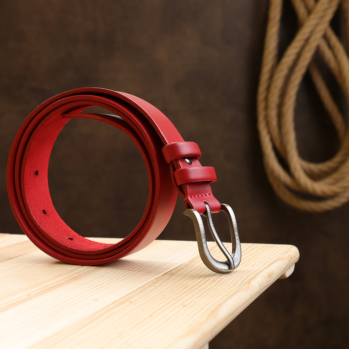 Женский кожаный ремень Vintage Красный