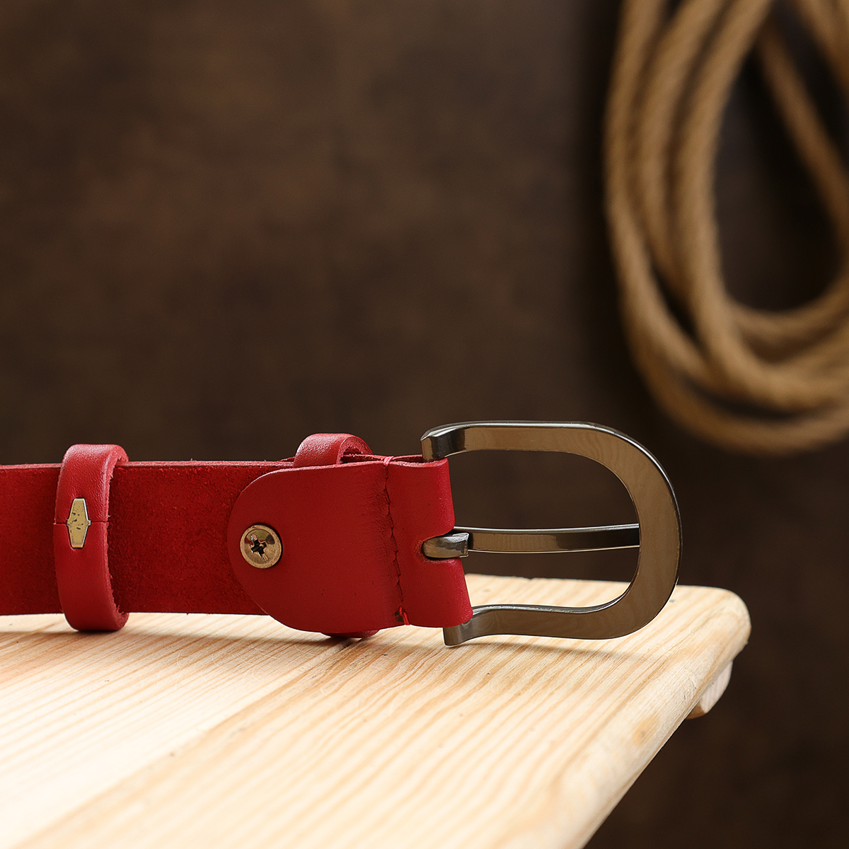 Женский кожаный ремень Vintage Красный