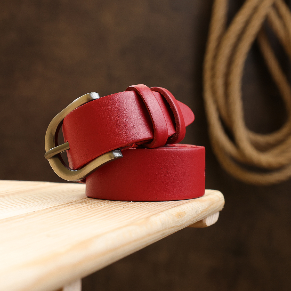 Женский кожаный ремень Vintage Красный