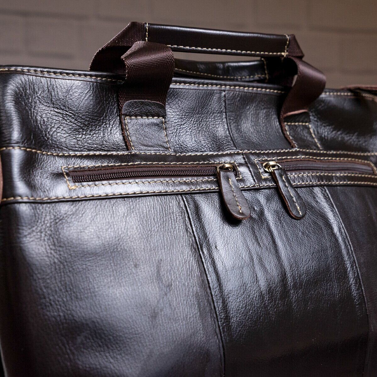 Сумка під ноутбук з гладкої шкіри Vintage Коричнева