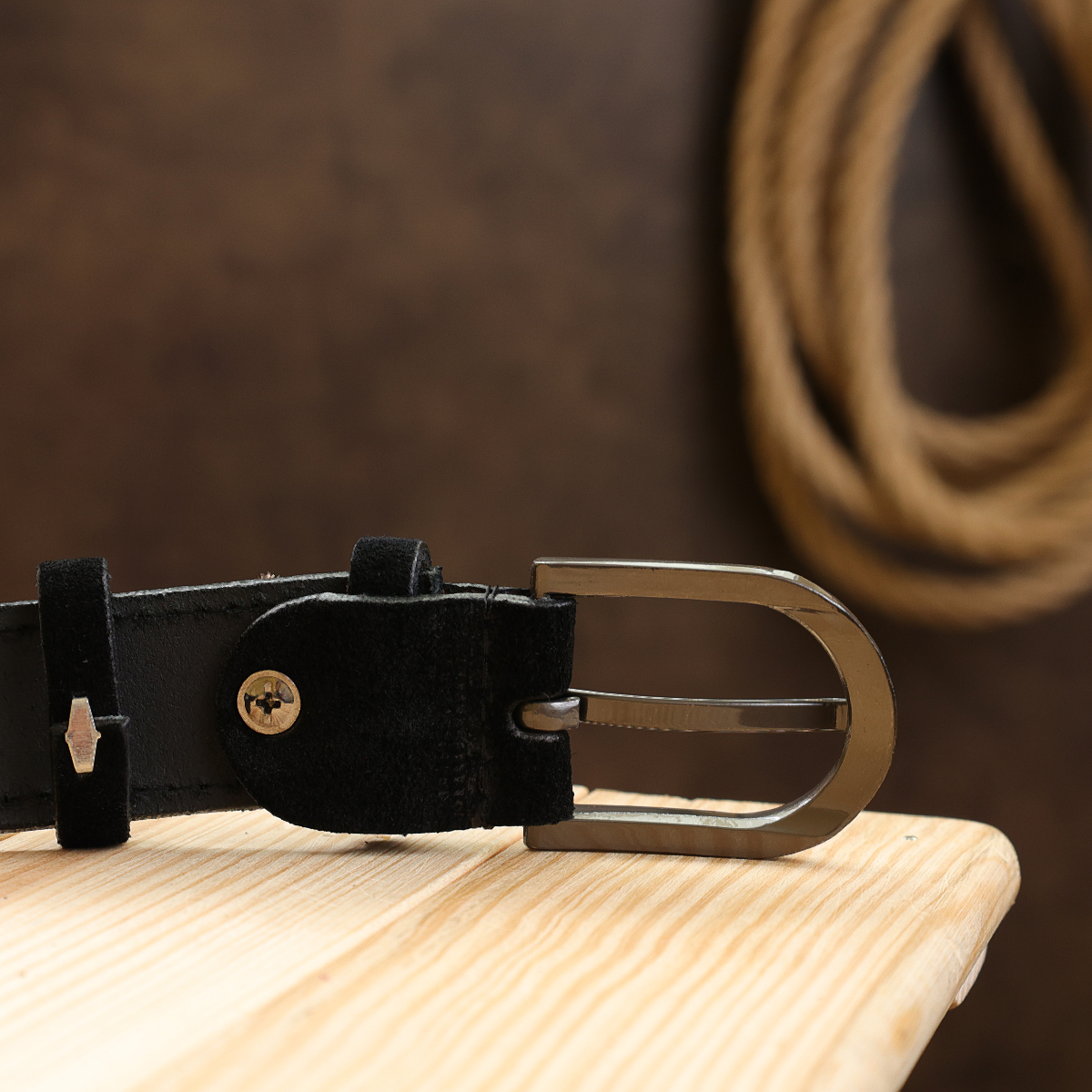 Замшевый ремень для женщин Vintage Черный