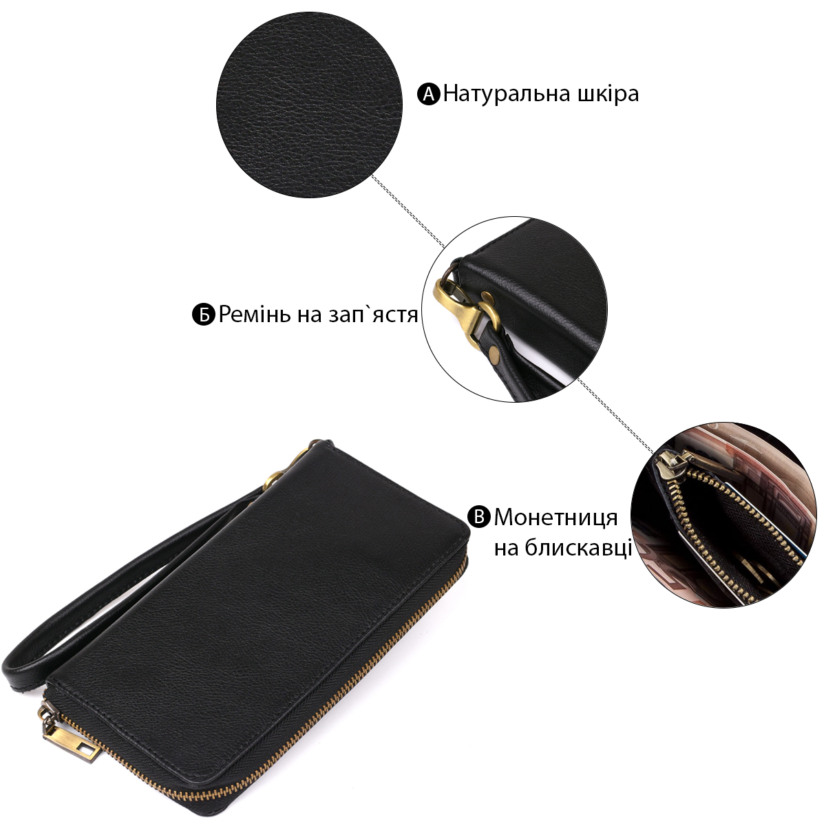 Чоловічий горизонтальний шкіряний клатч SHVIGEL Чорний