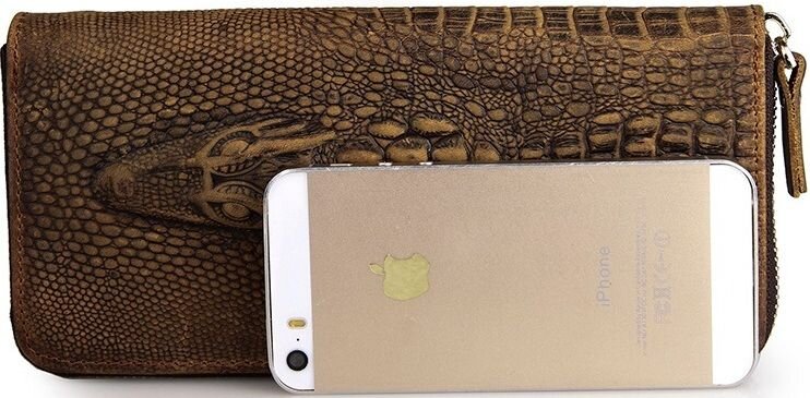 Чоловік клатч Vintage шкіра під крокодила Коричневий