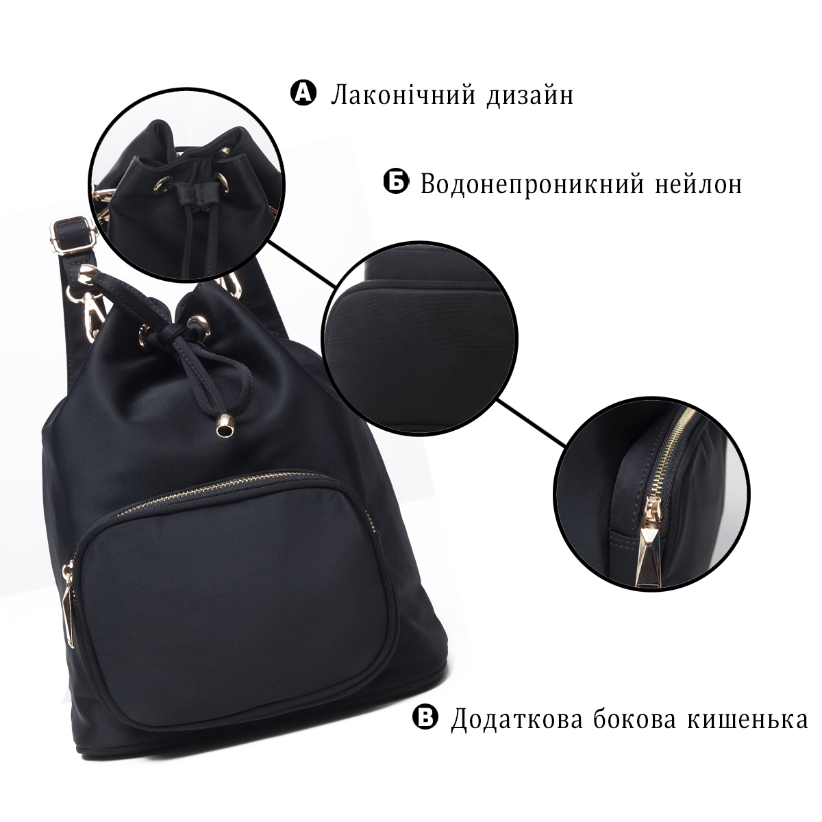 Рюкзак жіночий нейлоновий Vintage Чорний