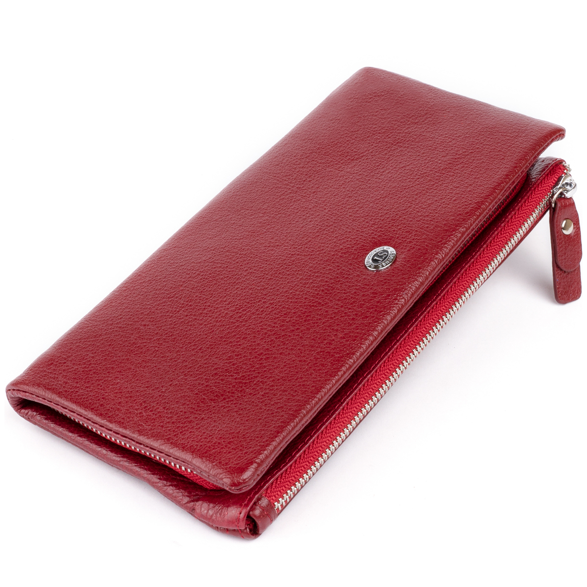 Гаманець-клатч зі шкіри з кишенею для мобільного ST Leather Бордовий