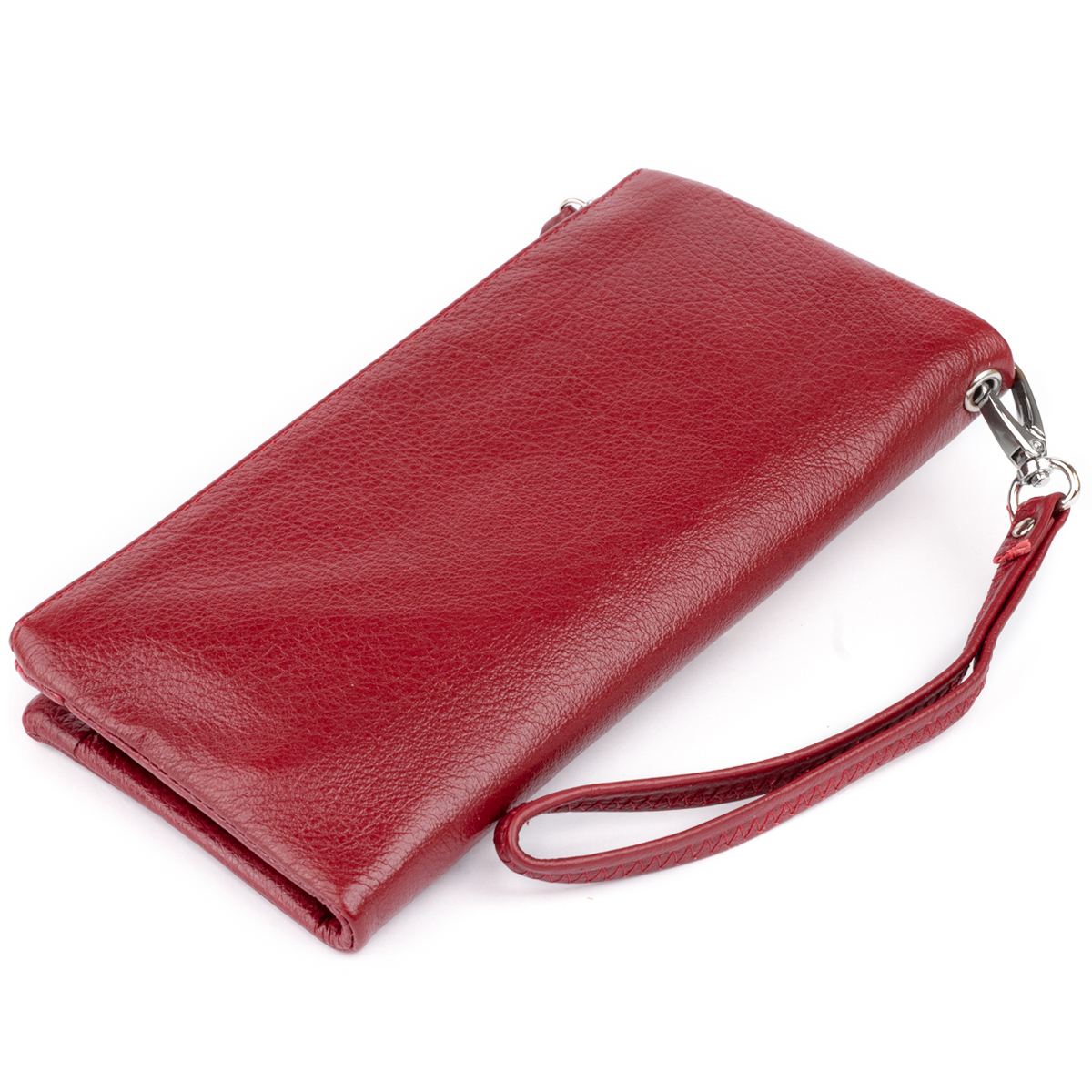 Гаманець-клатч зі шкіри з кишенею для мобільного ST Leather Бордовий
