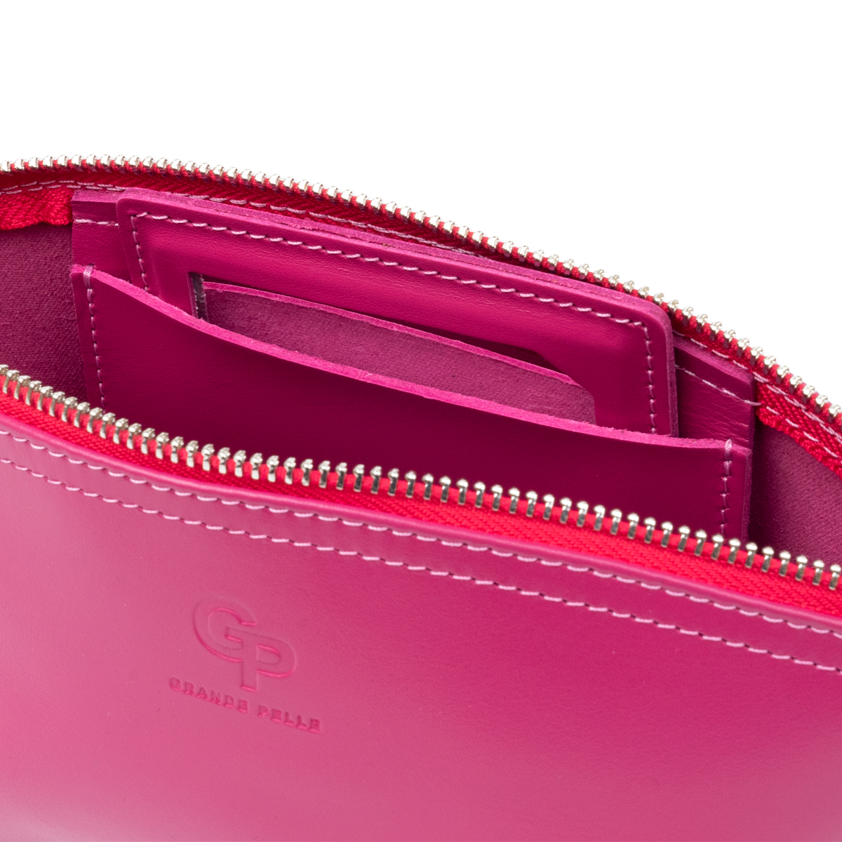 Жіноча косметичка зі шкіри Amelin GRANDE PELLE Фуксія