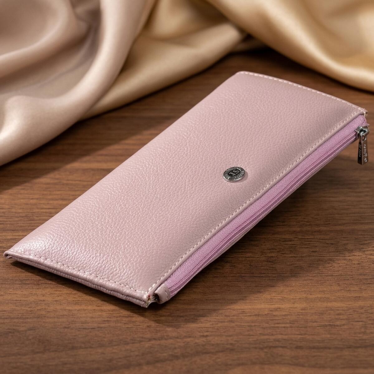 Горизонтальний тонкий гаманець зі шкіри ST Leather Ліловий