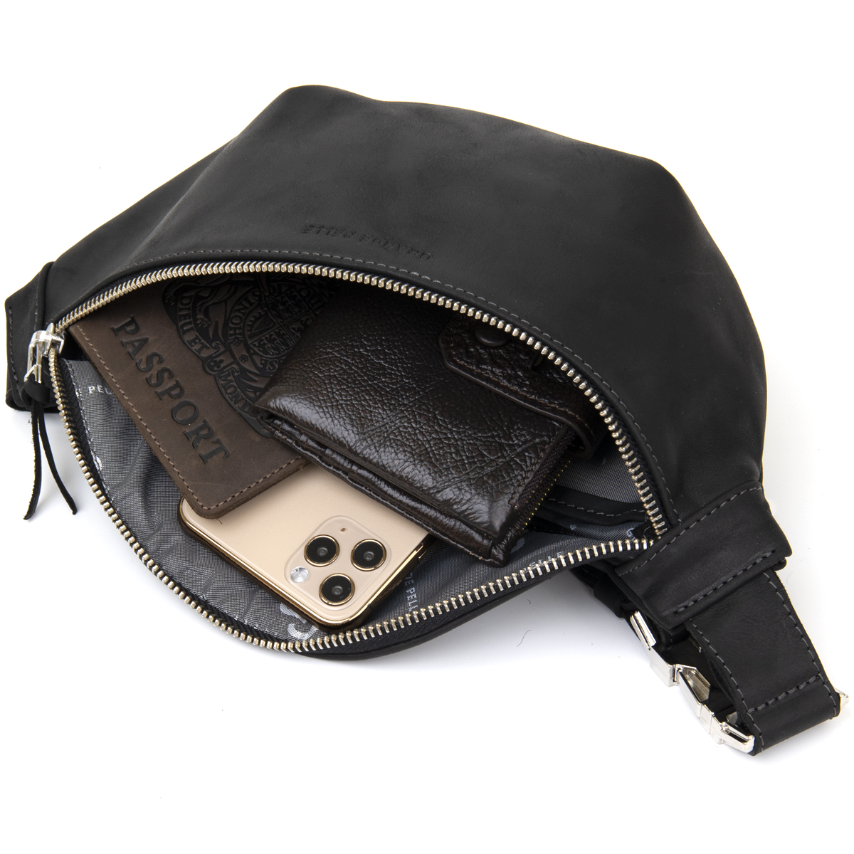 Бананка поясна унісекс вінтажна Grande Pelle Чорна