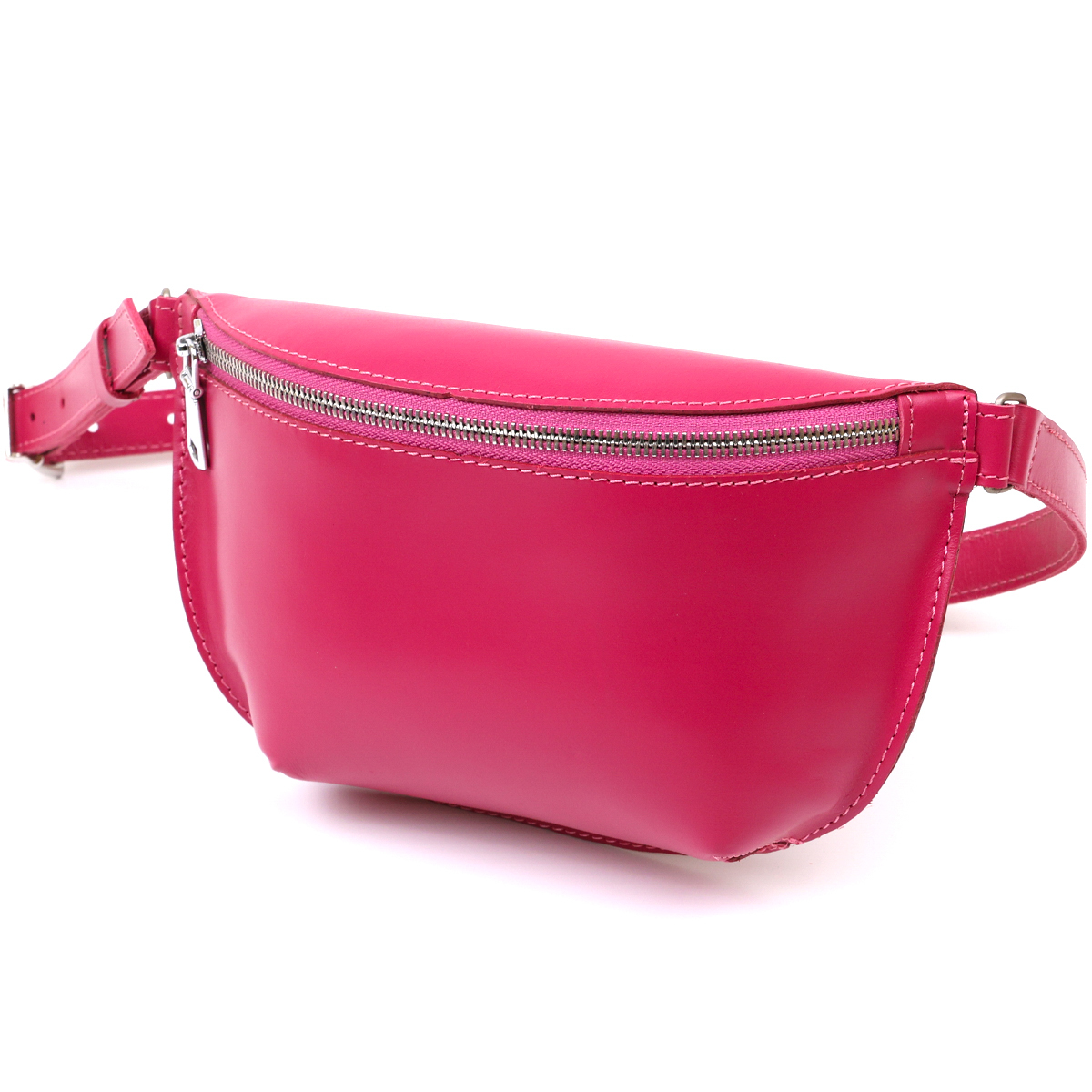 Модная женская бананка из натуральной кожи Shvigel Малиновый