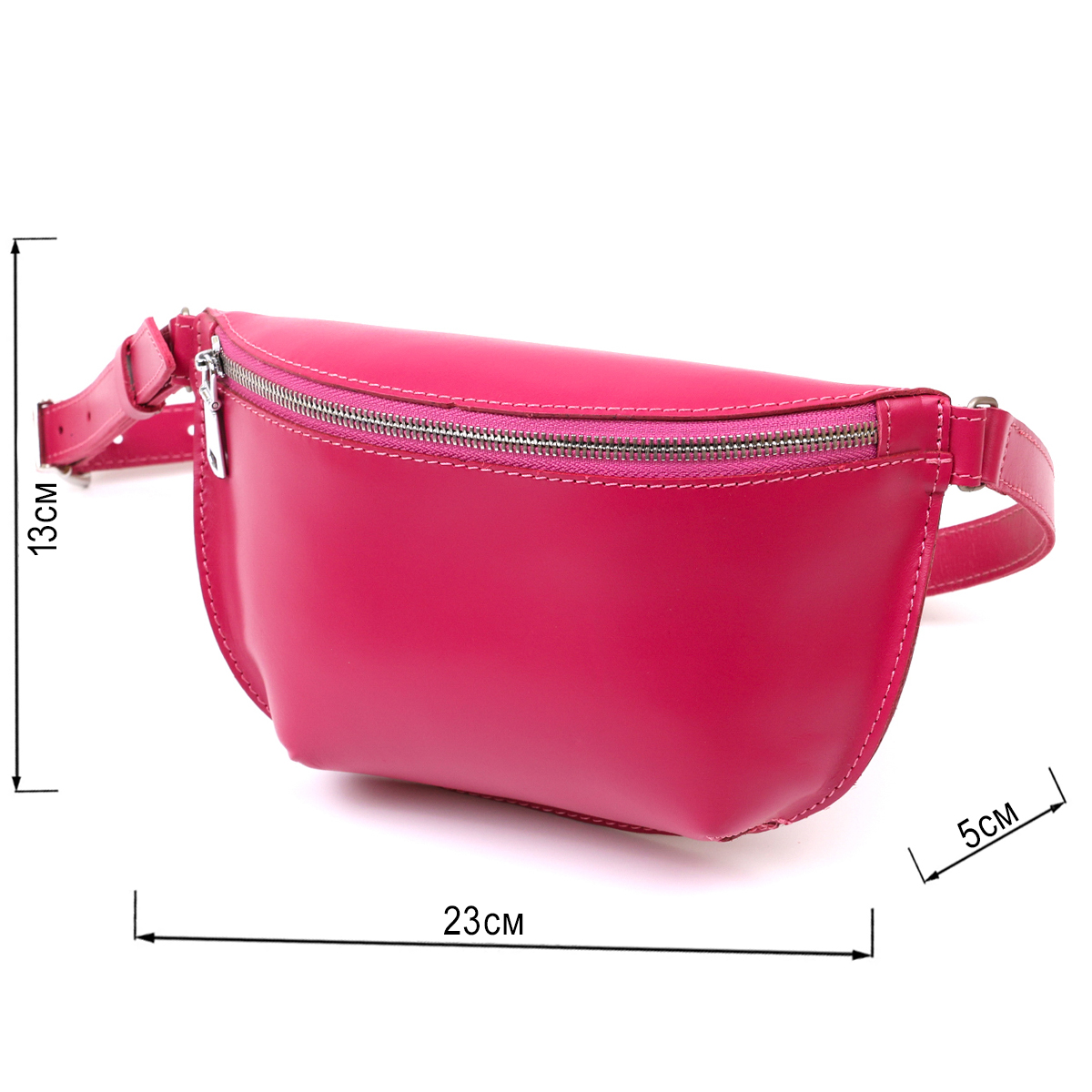 Модная женская бананка из натуральной кожи Shvigel Малиновый