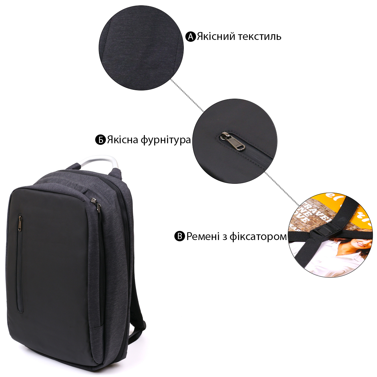 Добротный мужской рюкзак из текстиля Vintage Черный