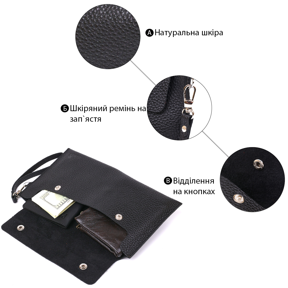 Шкіряна тревел-косметичка Shvigel Чорний