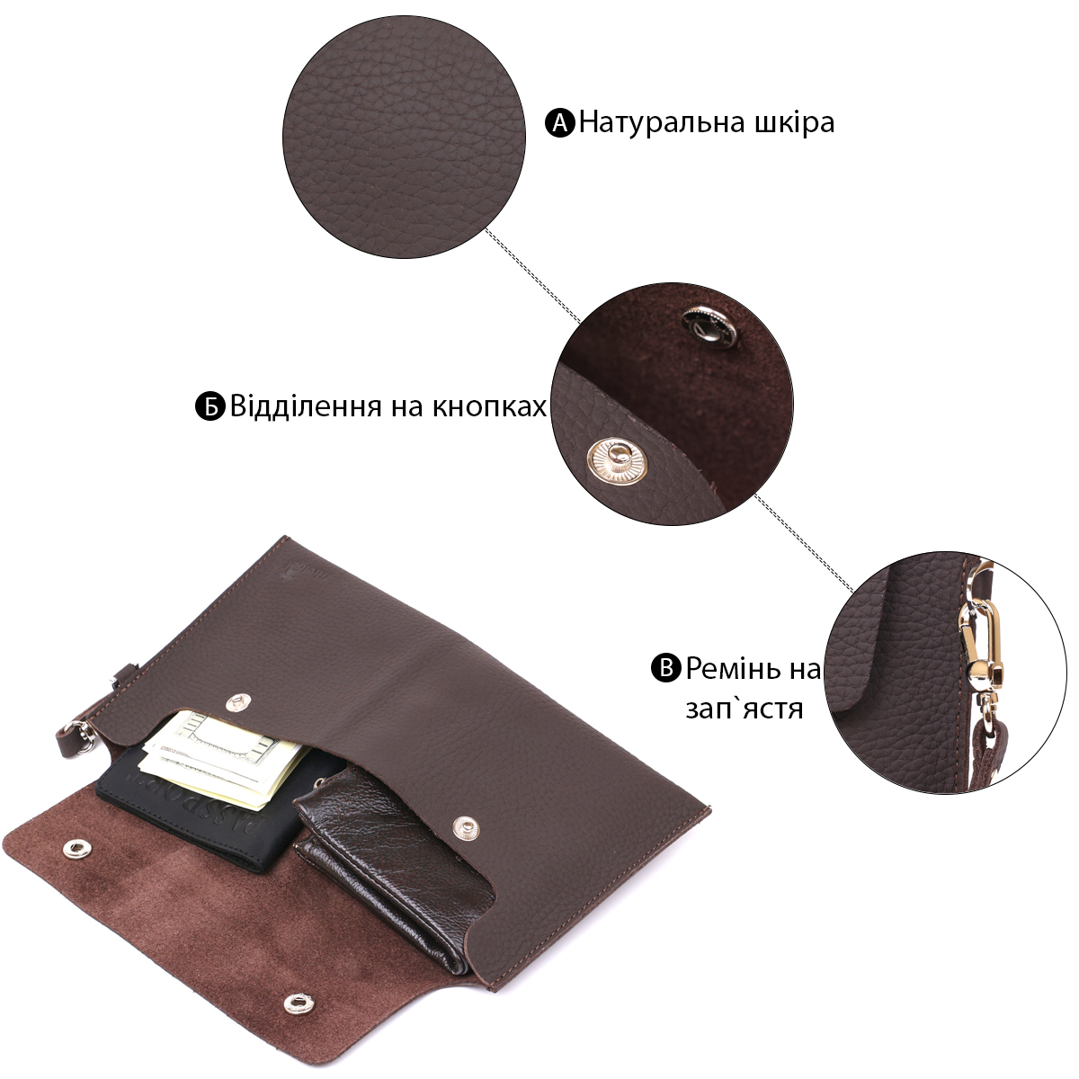 Шкіряна матова тревел-косметичка Shvigel Коричневий