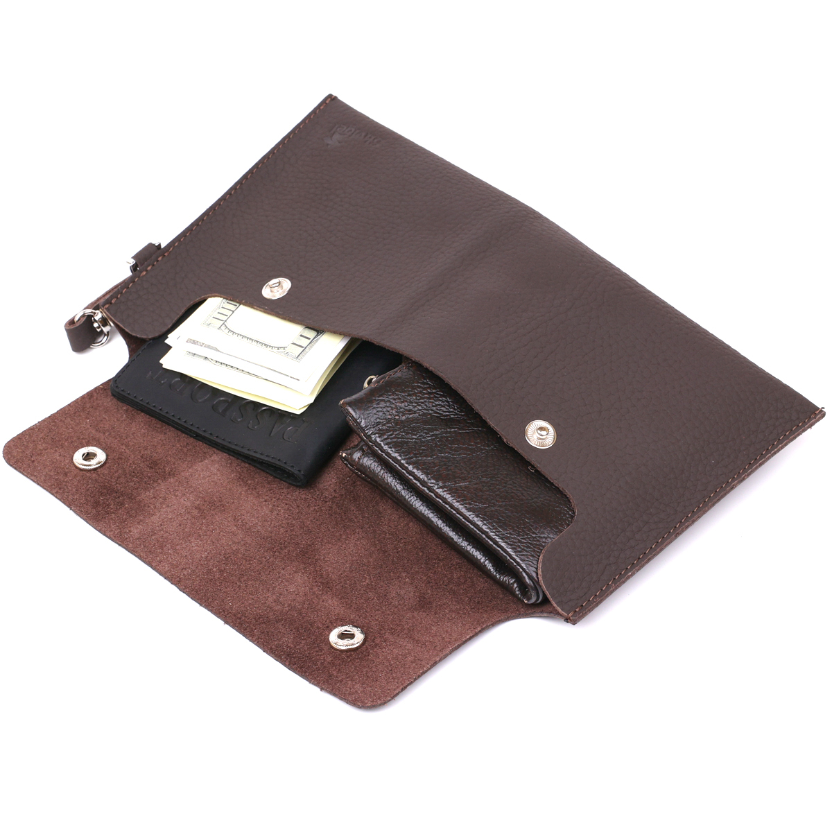 Шкіряна матова тревел-косметичка Shvigel Коричневий