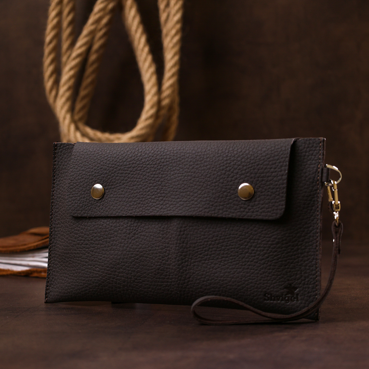 Шкіряна матова тревел-косметичка Shvigel Коричневий