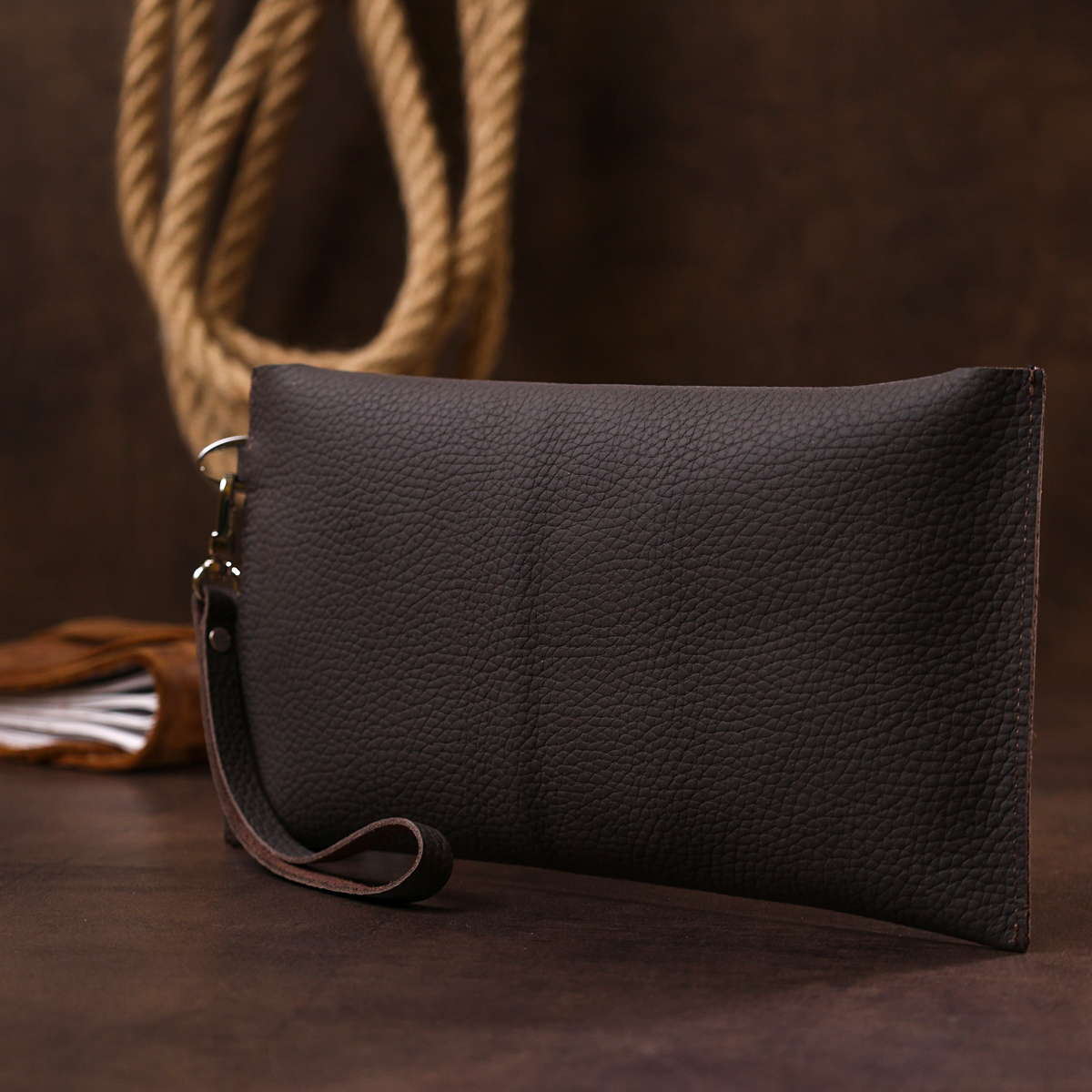 Шкіряна матова тревел-косметичка Shvigel Коричневий