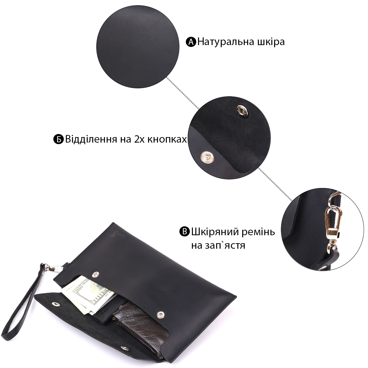 Шкіряна матова тревел-косметичка унісекс Shvigel Чорний