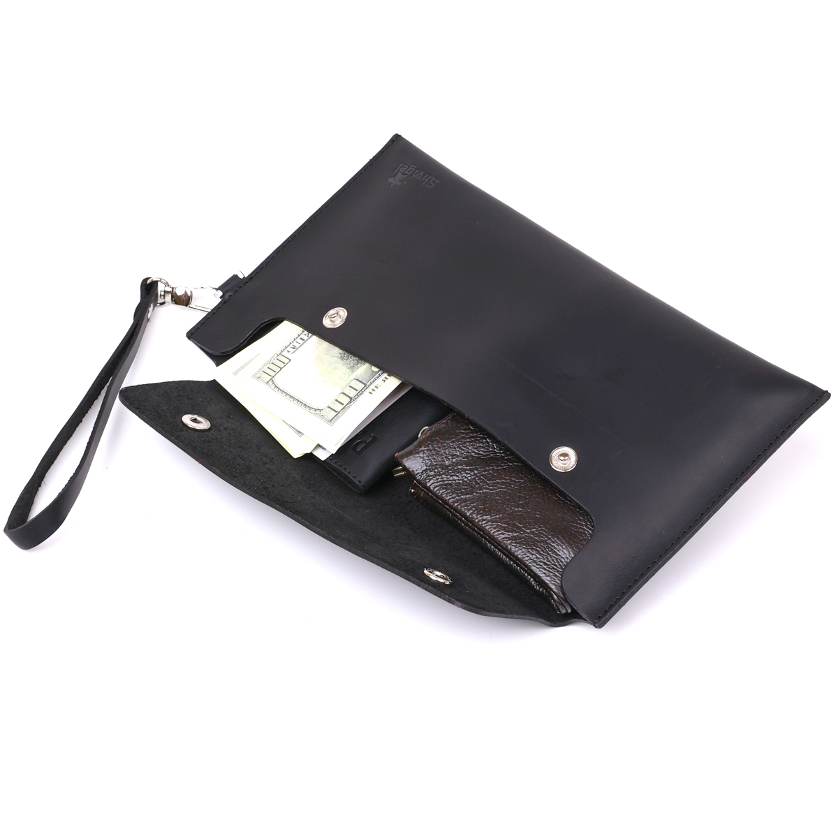 Шкіряна матова тревел-косметичка унісекс Shvigel Чорний