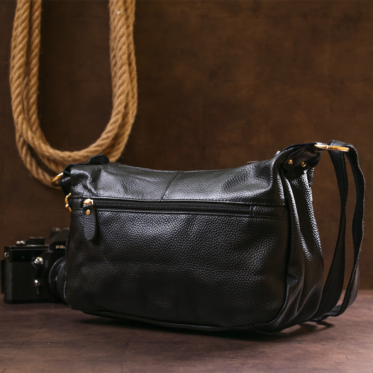 Кожаная женская сумка Vintage Черный