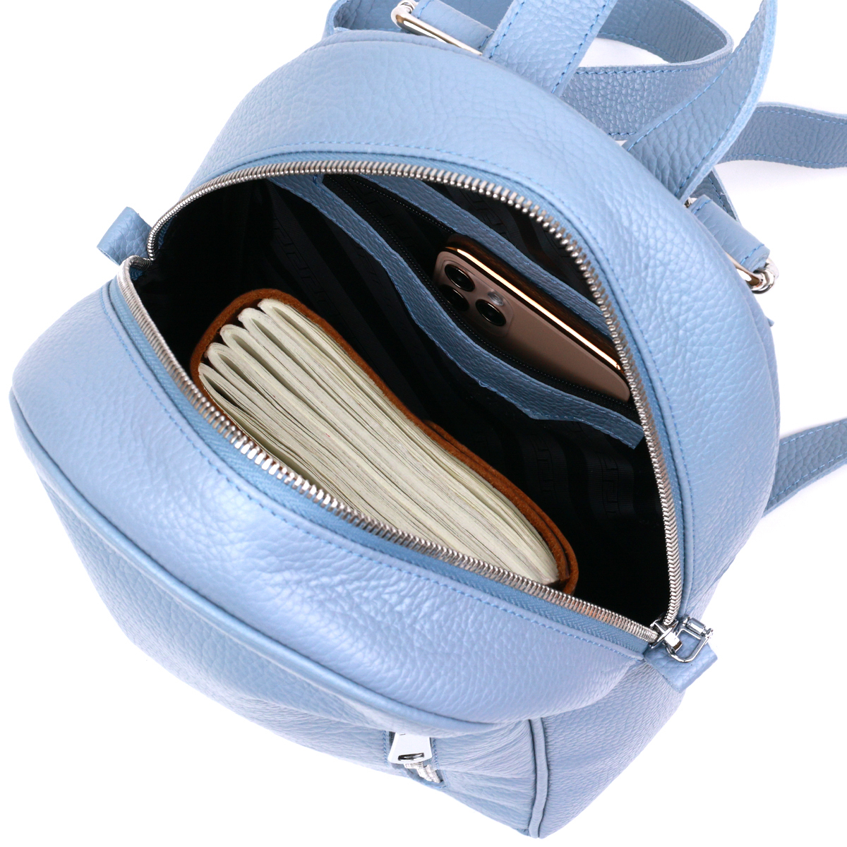 Стильный женский рюкзак из натуральной кожи Shvigel Голубой