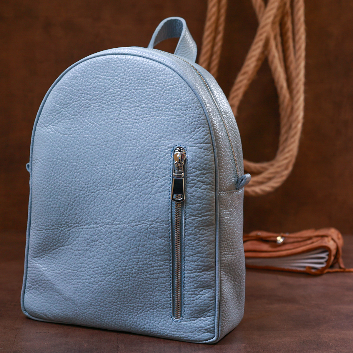 Стильный женский рюкзак из натуральной кожи Shvigel Голубой