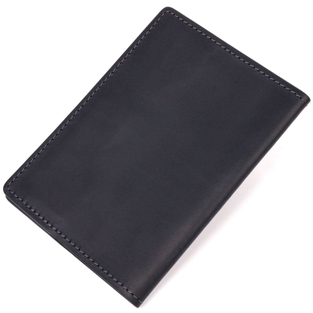 Надійна обкладинка на паспорт у вінтажній шкірі Слава ЗСУ GRANDE PELLE Чорна