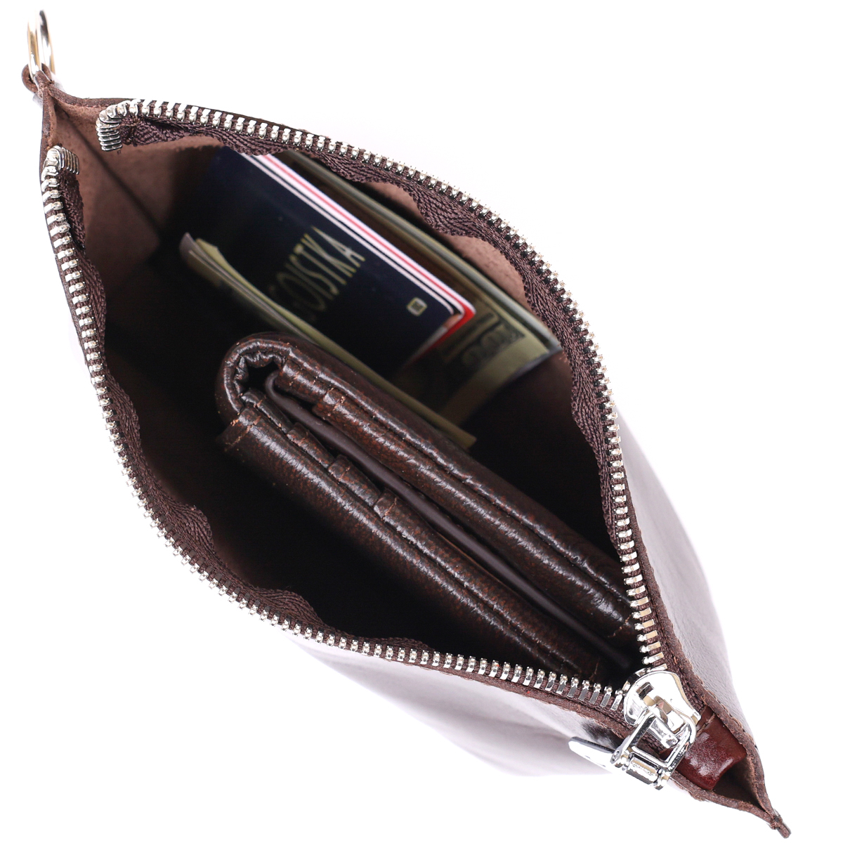 Невелика шкіряна косметичка Shvigel Коричневий