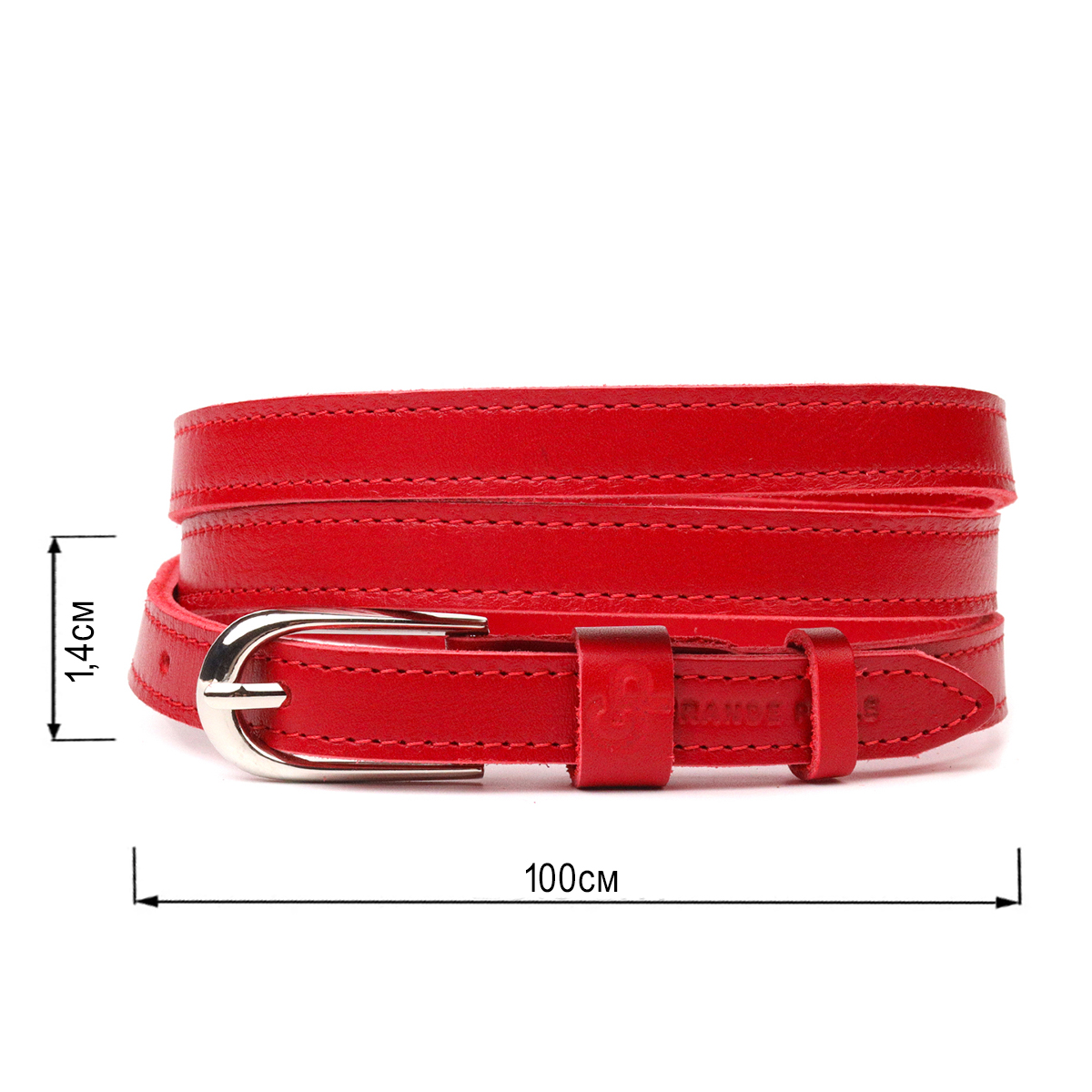 Вузький жіночий ремінь із натуральної шкіри Grande Pelle Червоний