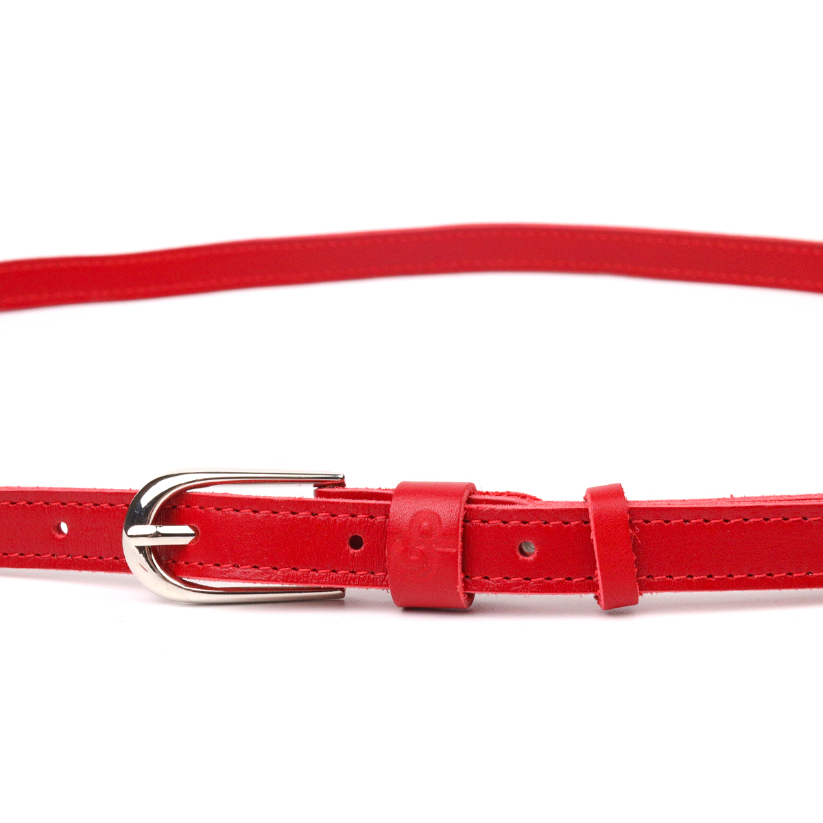 Вузький жіночий ремінь із натуральної шкіри Grande Pelle Червоний