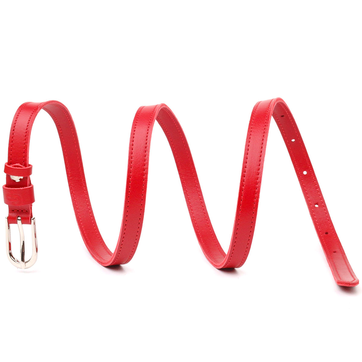 Вузький жіночий ремінь із натуральної шкіри Grande Pelle Червоний