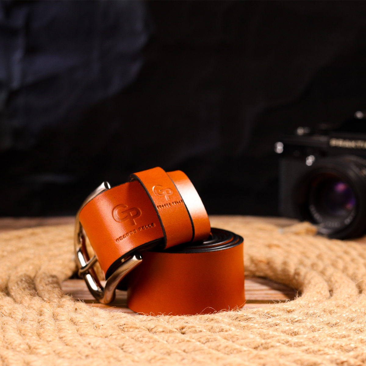 Качественный ремень для мужчин из натуральной кожи Grande Pelle Рыжий