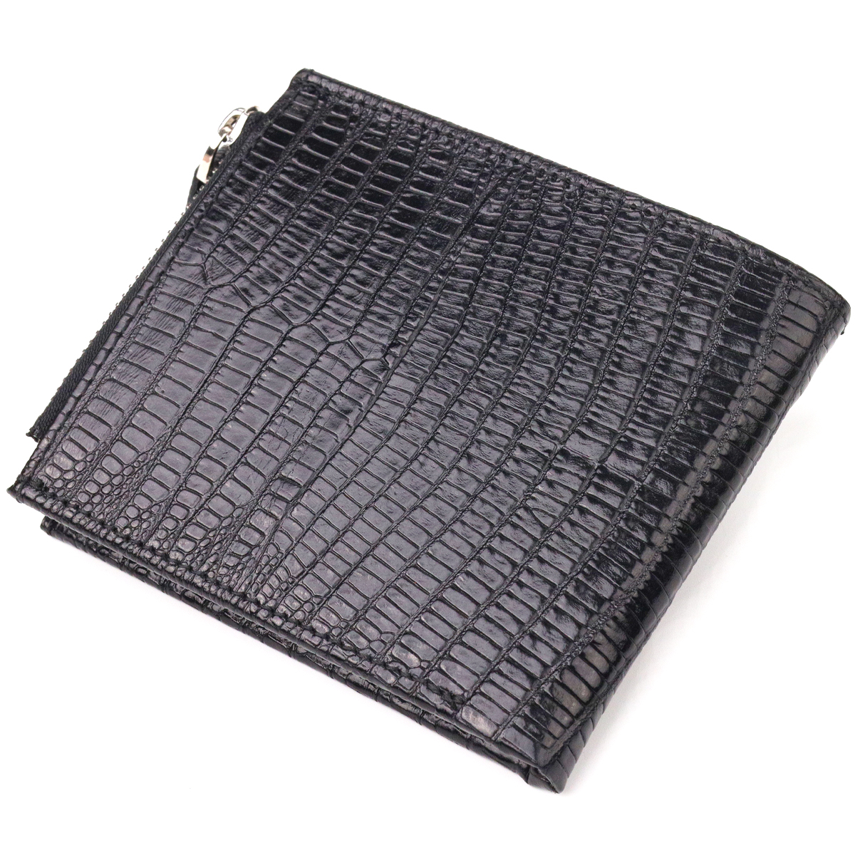 Відмінний чоловічий горизонтальний гаманець із натуральної фактурної шкіри CANPELLINI Чорний