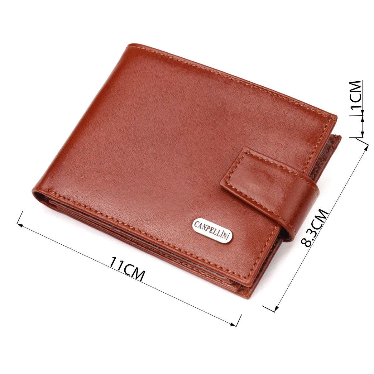 Компактний чоловічий гаманець із натуральної гладкої шкіри CANPELLINI Світло-коричневий