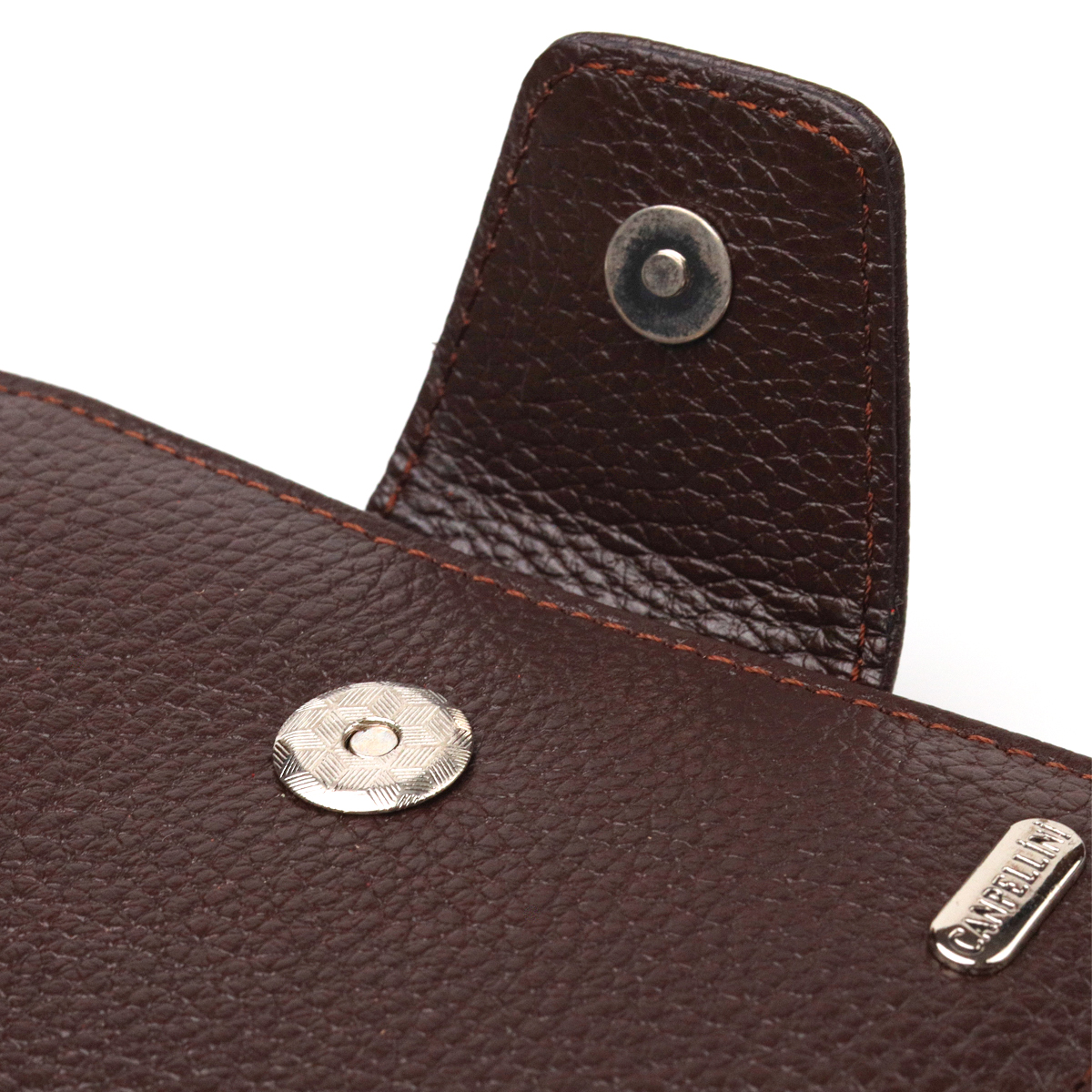 Красиве вертикальне портмоне для жінок з монетницею на блискавці з натуральної шкіри CANPELLINI Коричневе