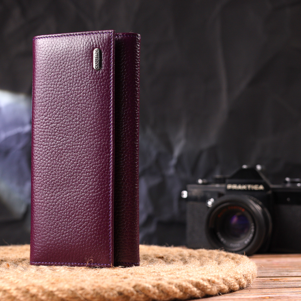 Жіночий гаманець з натуральної зернистої шкіри CANPELLINI Фіолетовий