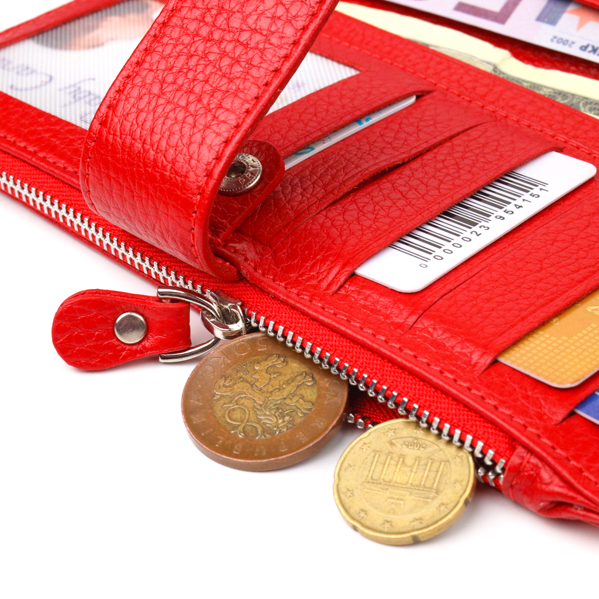 Вертикальний жіночий гаманець із натуральної шкіри CANPELLINI Червоний