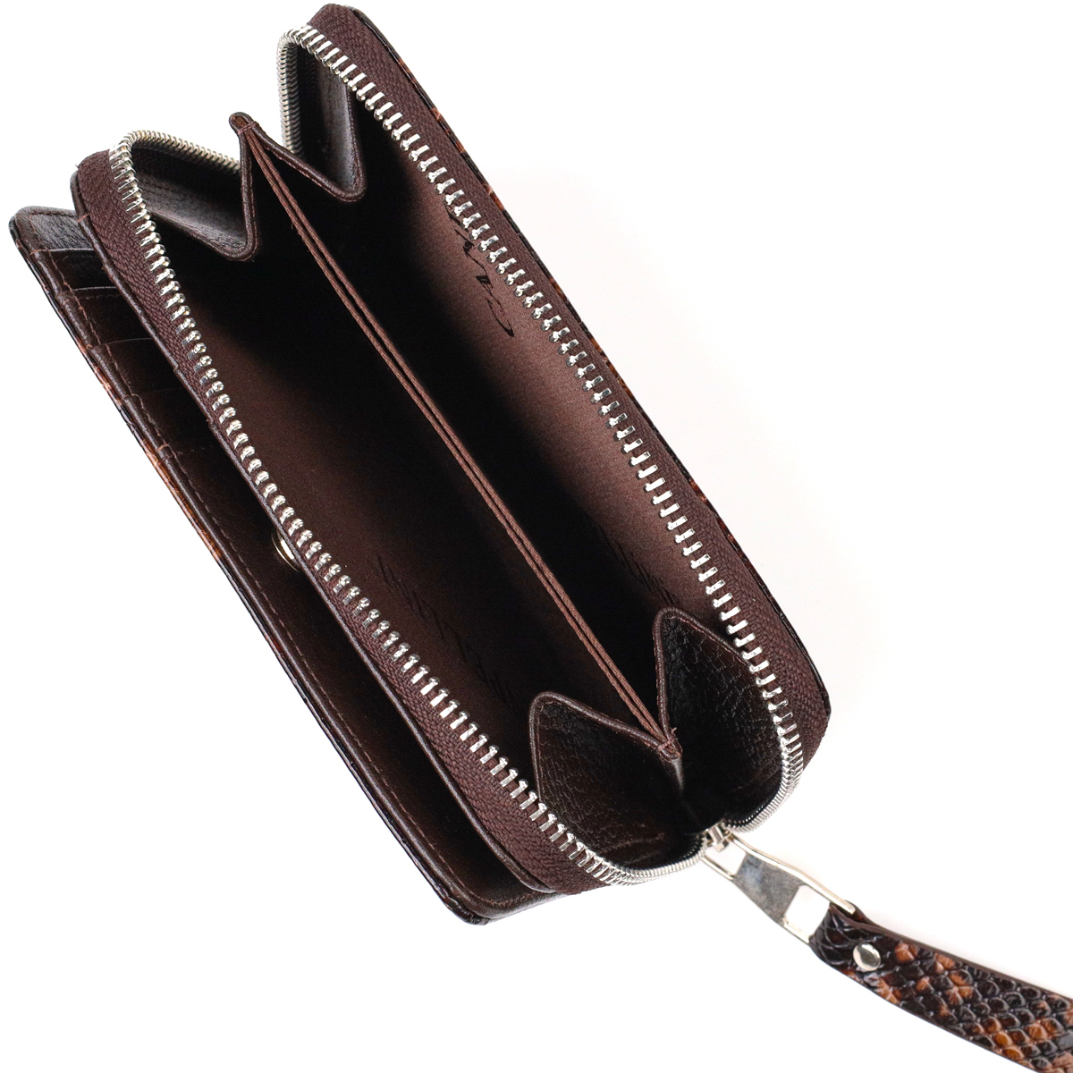 Відмінне лаковане жіноче портмоне середнього розміру з натуральної шкіри з тисненням під змію CANPELLINI Різнокольорове