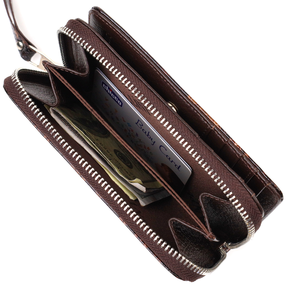 Відмінне лаковане жіноче портмоне середнього розміру з натуральної шкіри з тисненням під змію CANPELLINI Різнокольорове