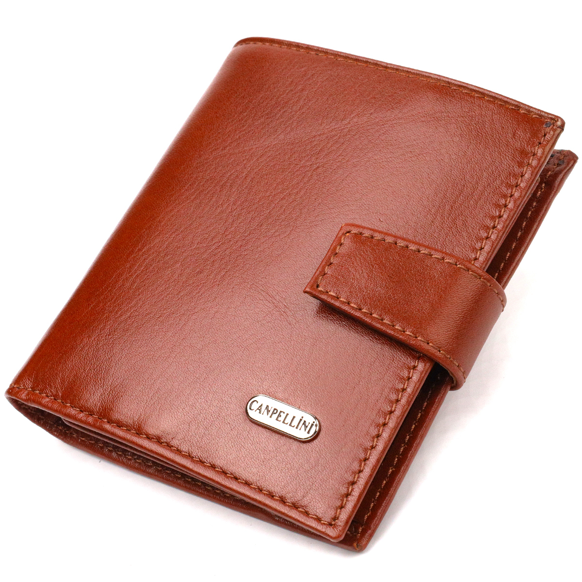 Відмінний чоловічий гаманець з натуральної гладкої шкіри CANPELLINI Коричневий
