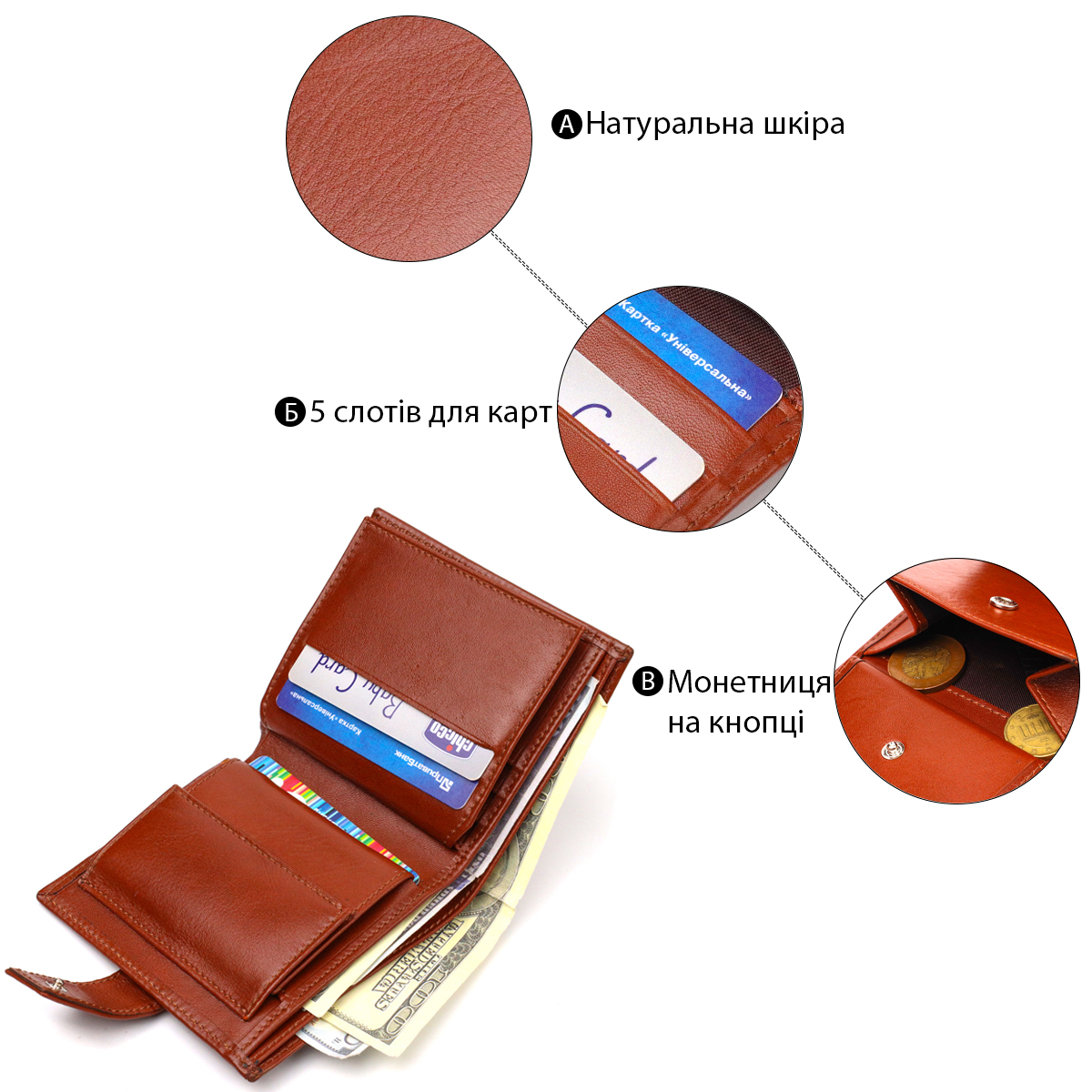 Відмінний чоловічий гаманець з натуральної гладкої шкіри CANPELLINI Коричневий