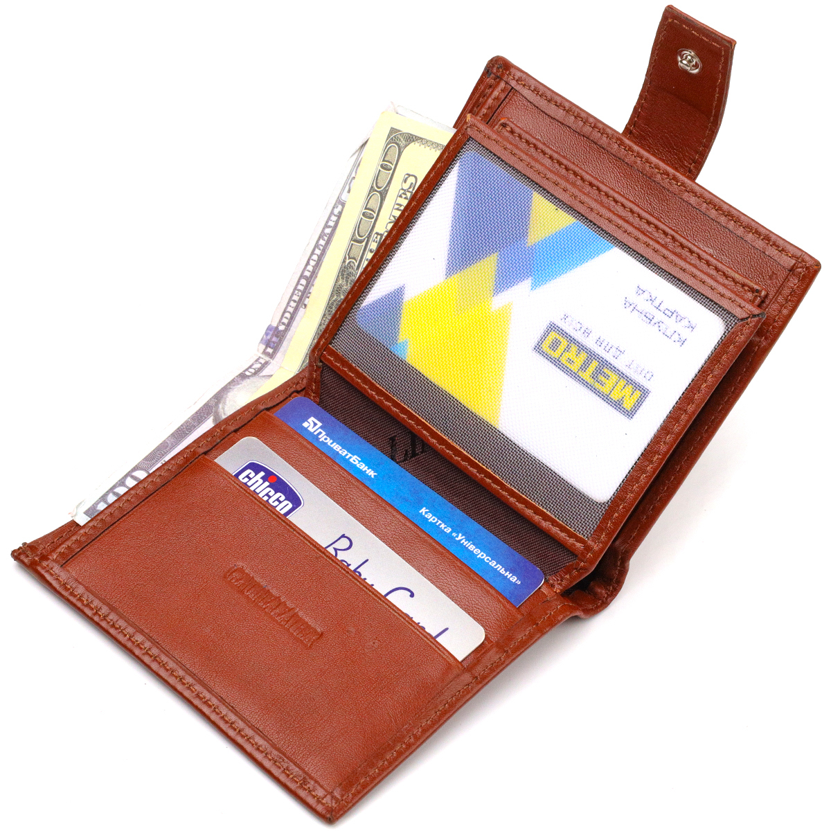Відмінний чоловічий гаманець з натуральної гладкої шкіри CANPELLINI Коричневий